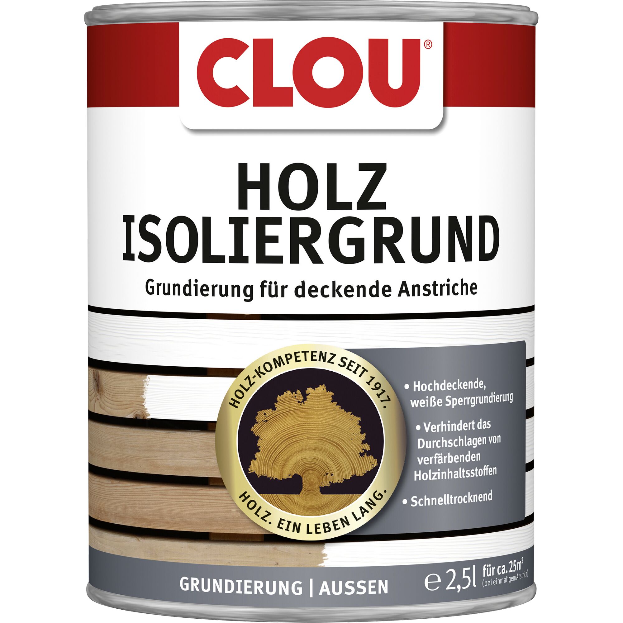 Clou Holz-Isoliergrund 2,5l weiß