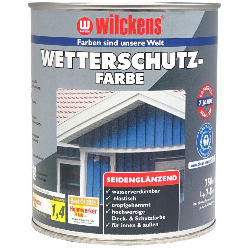 Wilckens Wetterschutzfarbe in Weiß und Blau