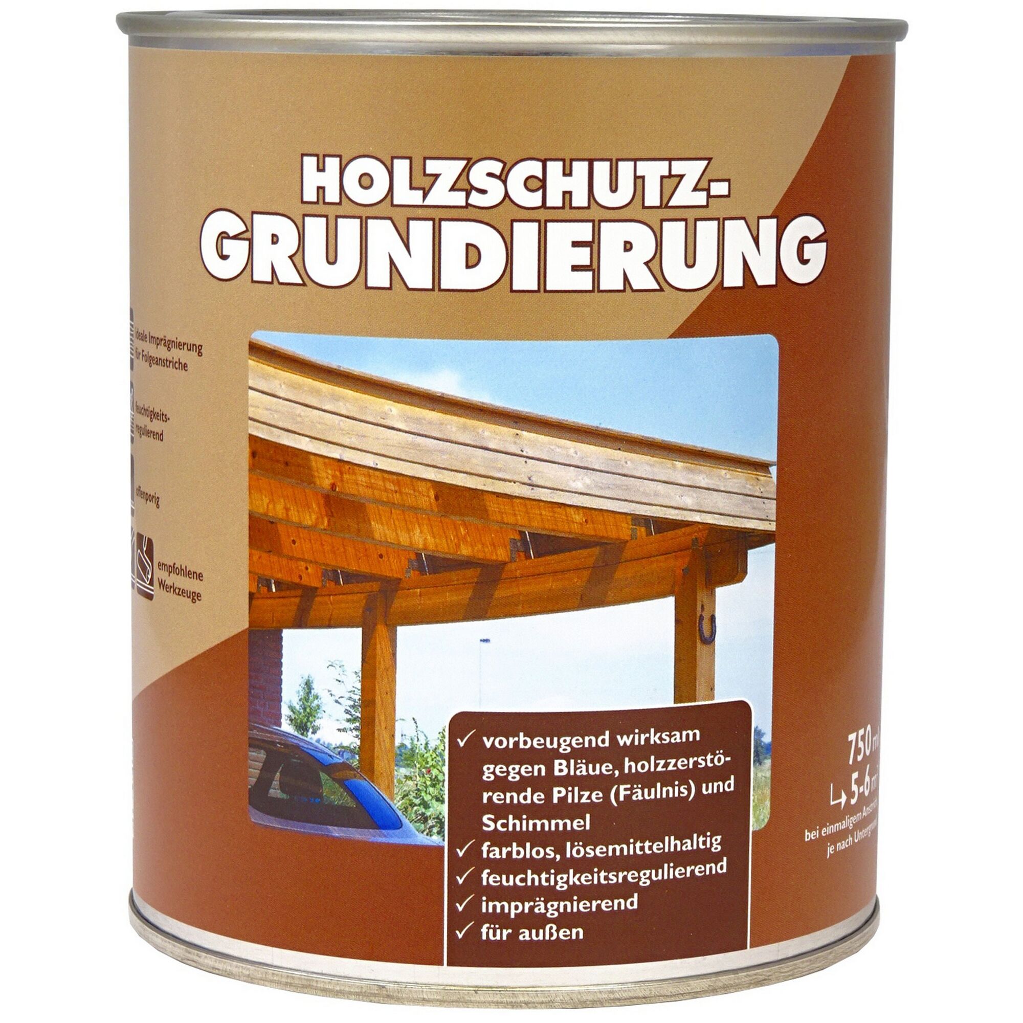 Holzschutz-Grundierung auf einem Holzdach