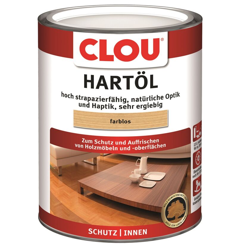 Clou Hartöl farblos für Holzmöbel und -oberflächen