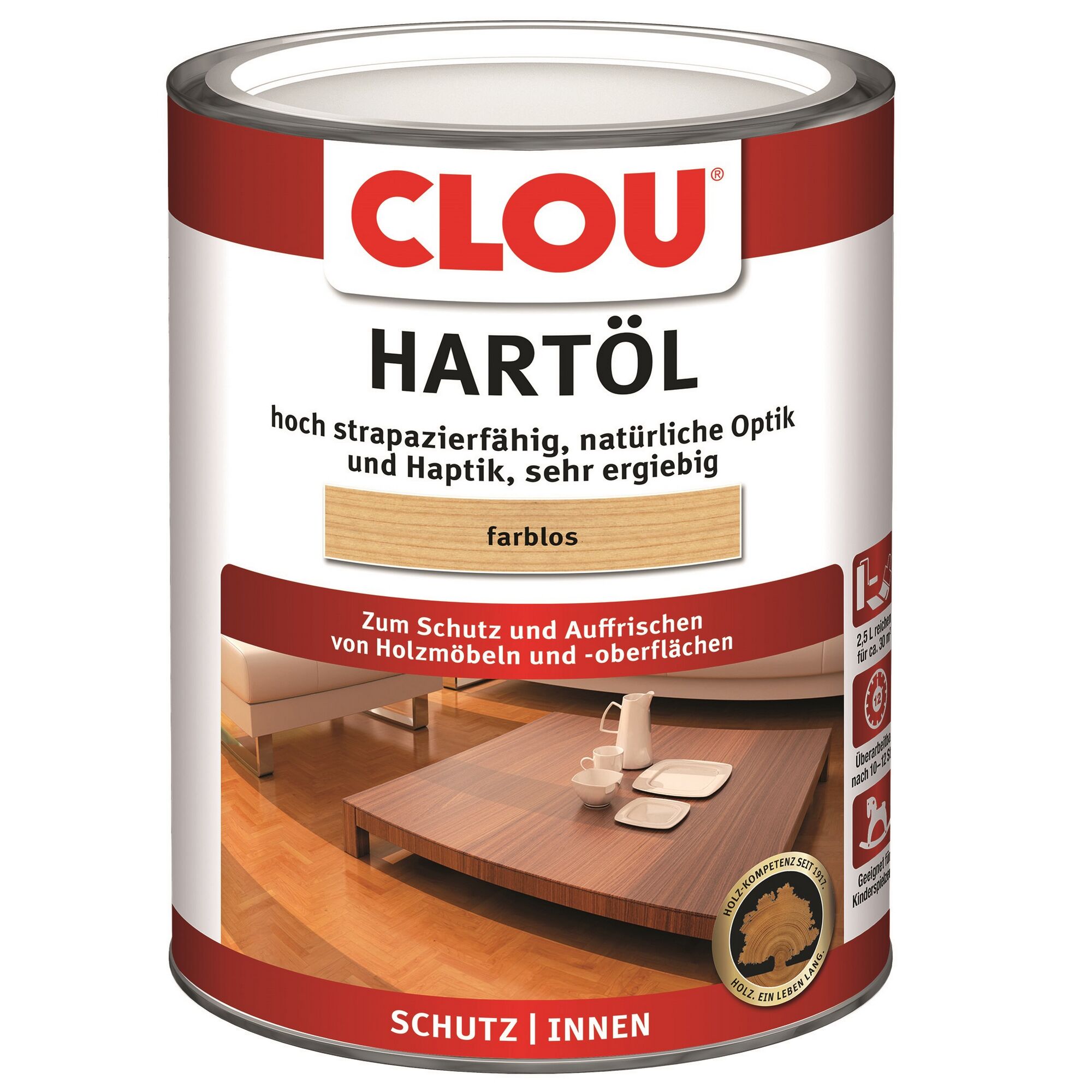 Clou Hartöl farblos für Holzmöbel und -oberflächen