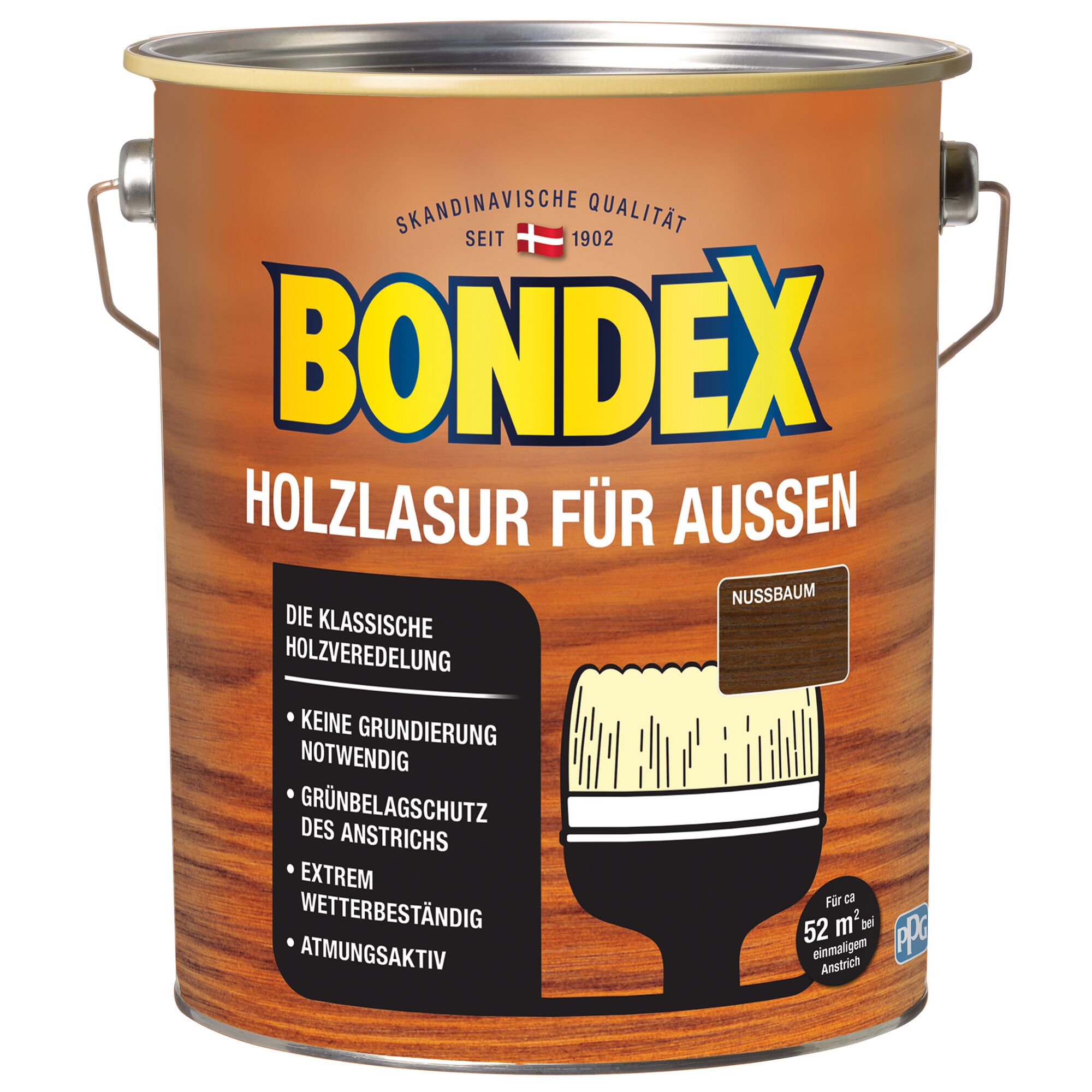 Bondex Holzlasur für Außen, Nussbaum, 4 Liter