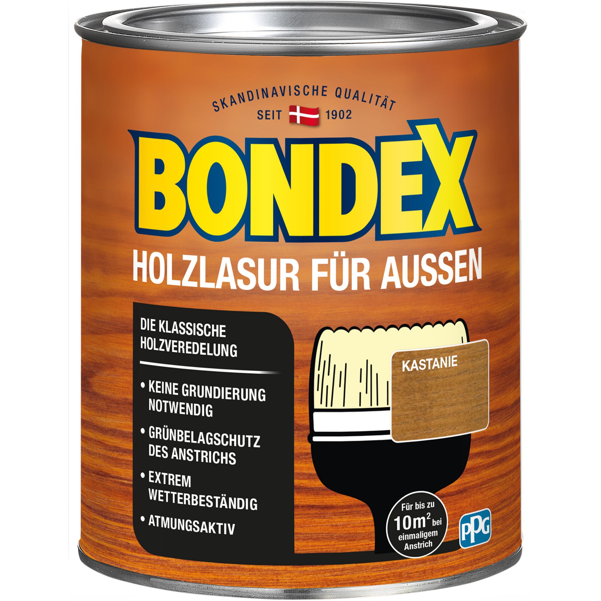 Bondex Holzlasur für Außen in Kastanie mit Pinsel
