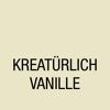 Vanillefarbener Hintergrund mit schwarzer Schrift: KREATÜRLICH VANILLE