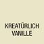Vanillefarbener Hintergrund mit schwarzer Schrift: KREATÜRLICH VANILLE