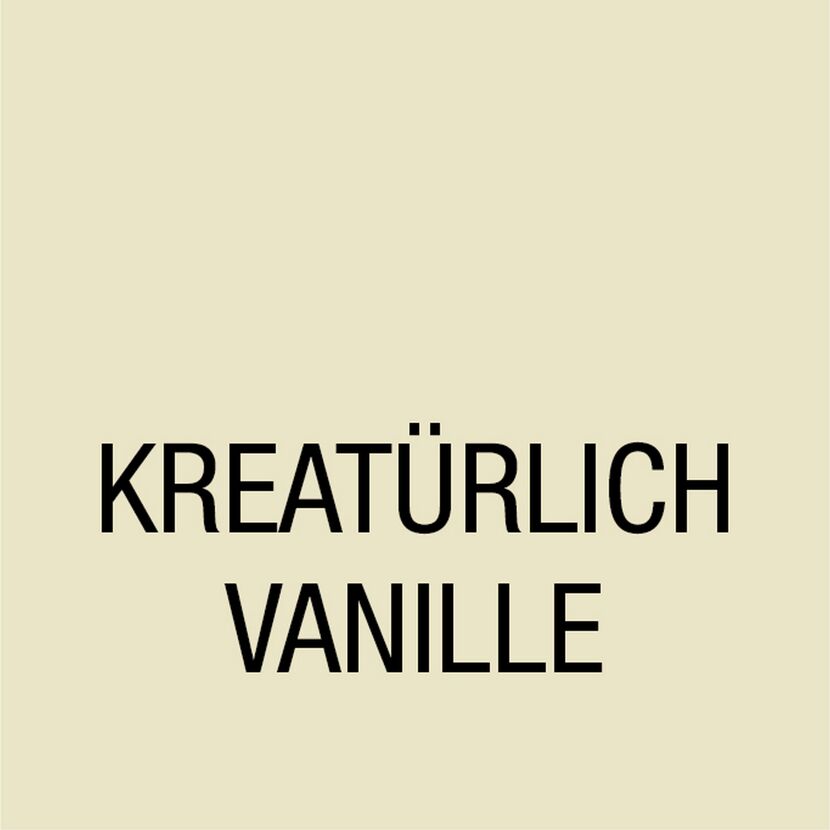 Vanillefarbener Hintergrund mit schwarzer Schrift: KREATÜRLICH VANILLE