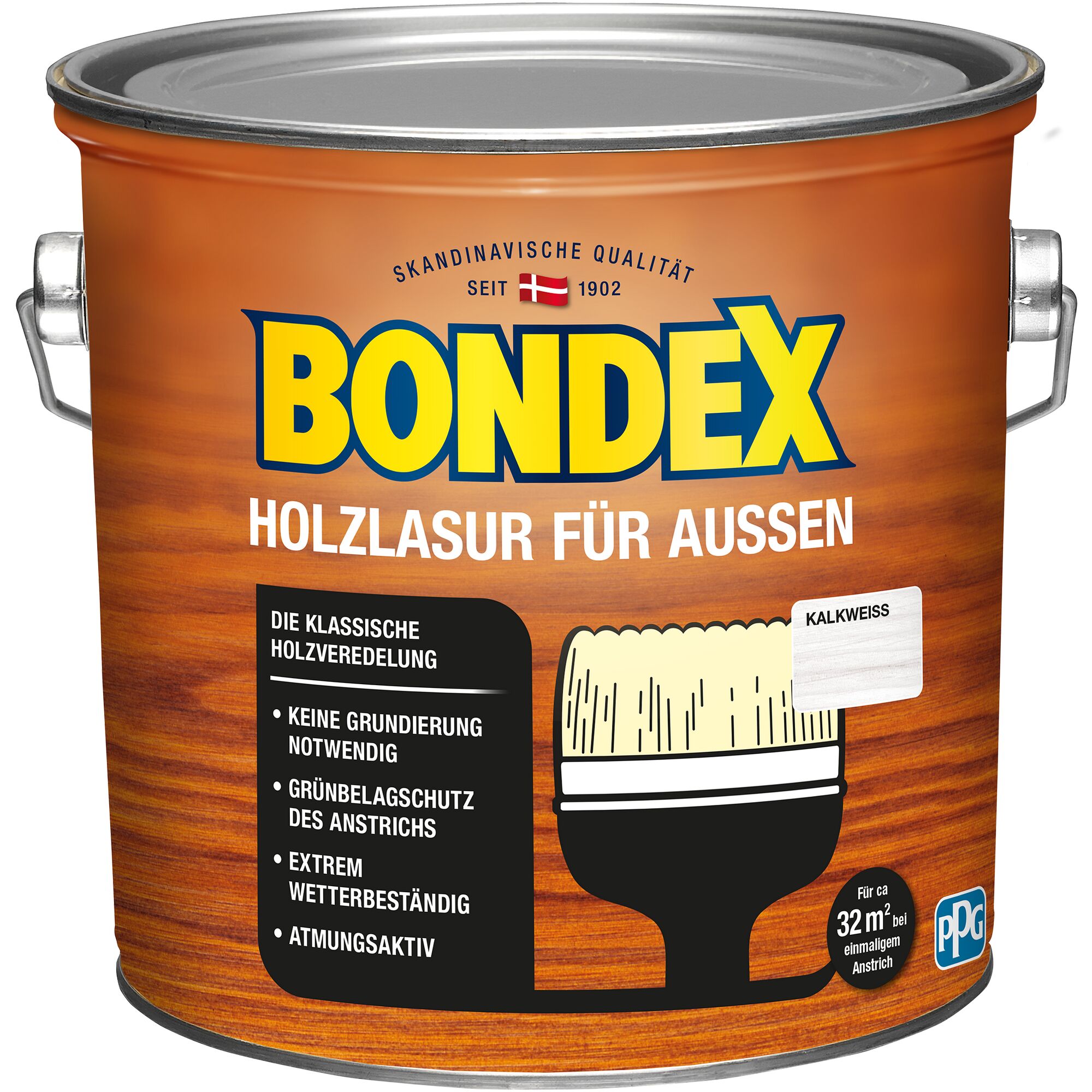Bondex Holzlasur für außen, kalkweiß, Dose mit Pinsel