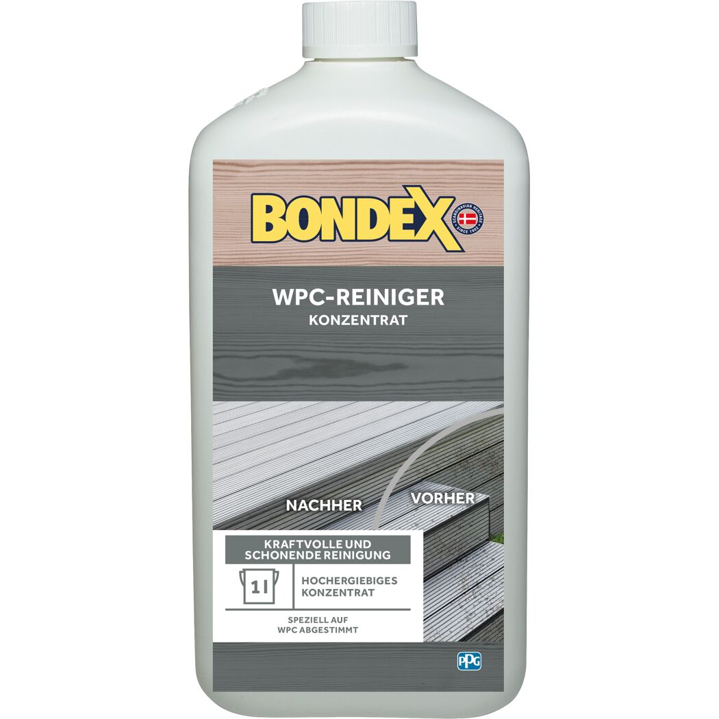 Bondex WPC-Reiniger Konzentrat, vorher-nachher Vergleich