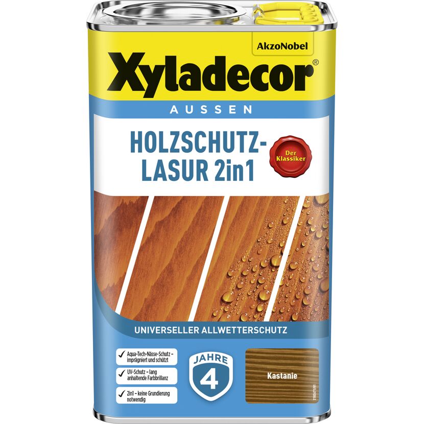 Xyladecor Holzschutz-Lasur 2in1 in Kastanie