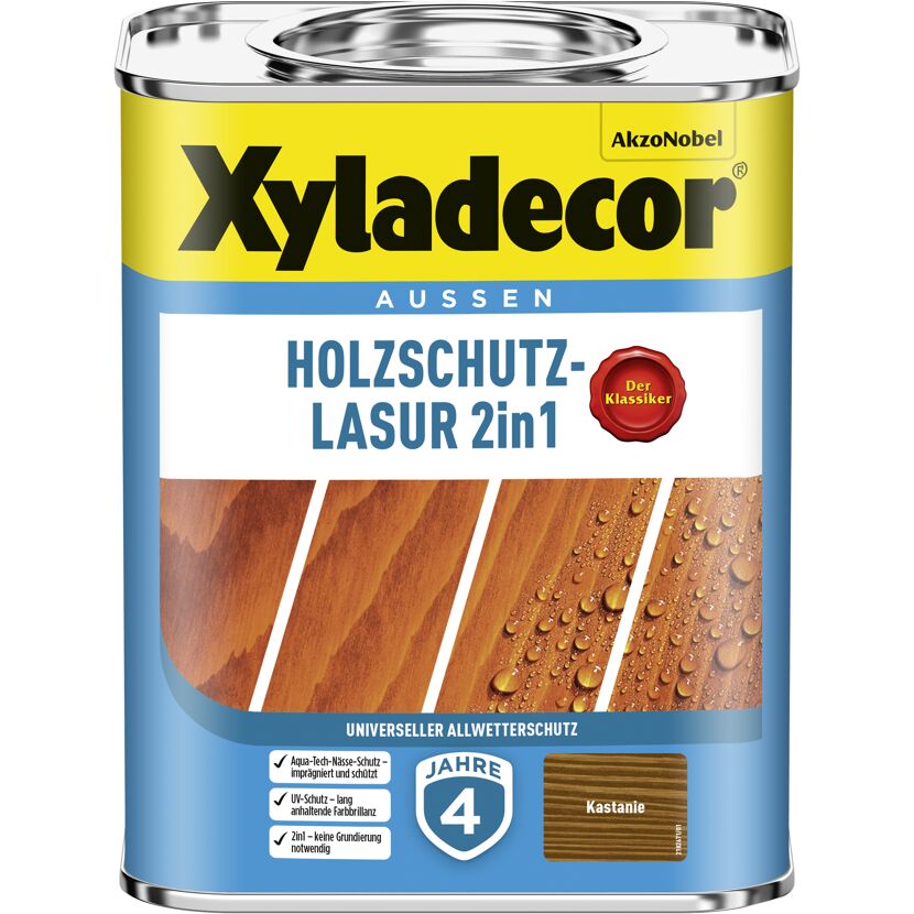 Xyladecor Holzschutz-Lasur 2in1 in Kastanie