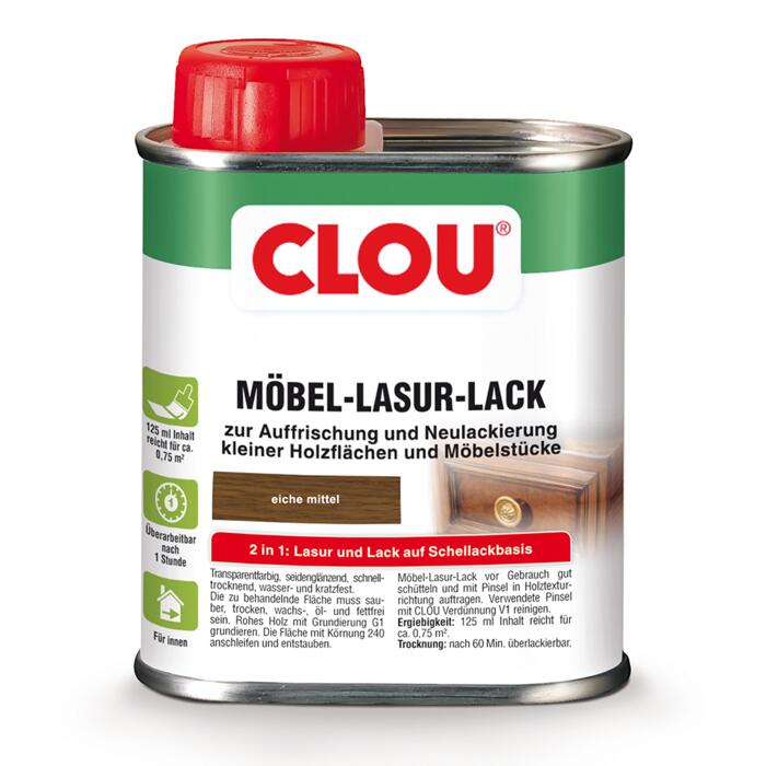 Clou Clou Mobel Lasurlack L4 125 Ml Eichefarben Mittel ǀ Toom Baumarkt