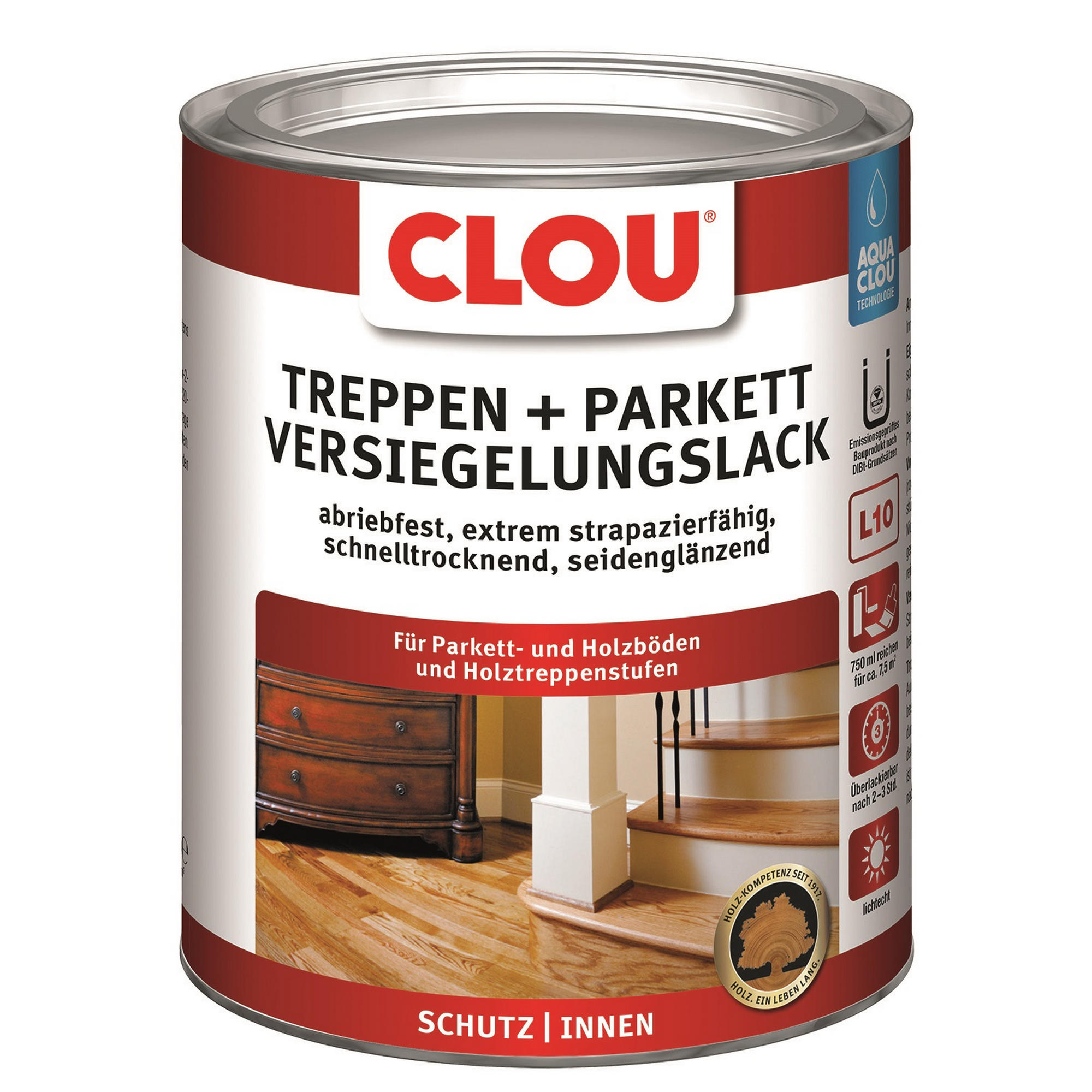 Treppen- & Parkett-Versiegelungslack transparent seidenglänzend 750 ml + product picture