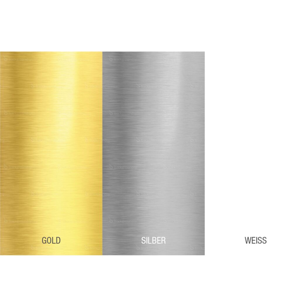 Metallische Oberflächen in Gold, Silber und Weiß