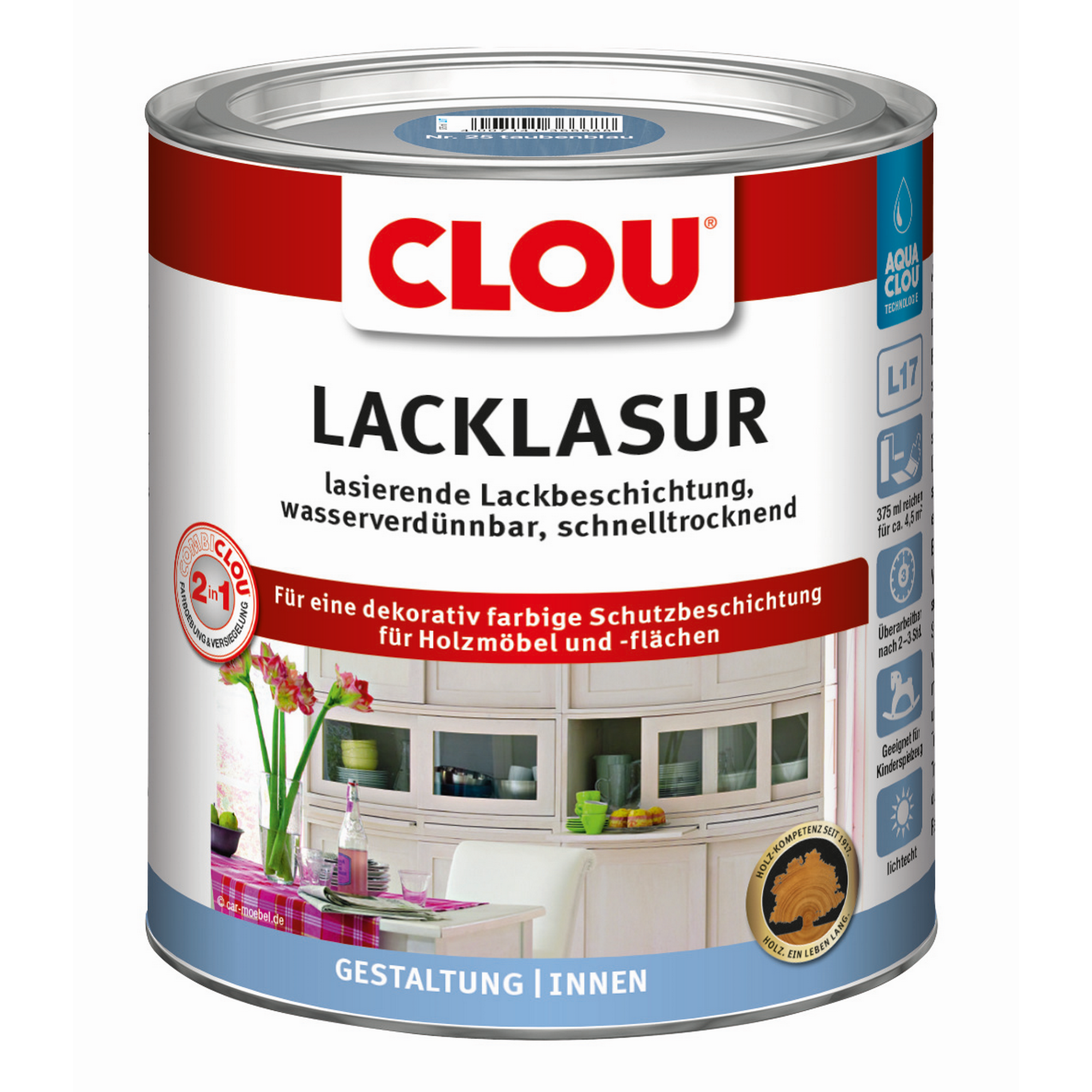 Lacklasur taubenblau seidenmatt 375 ml + product picture