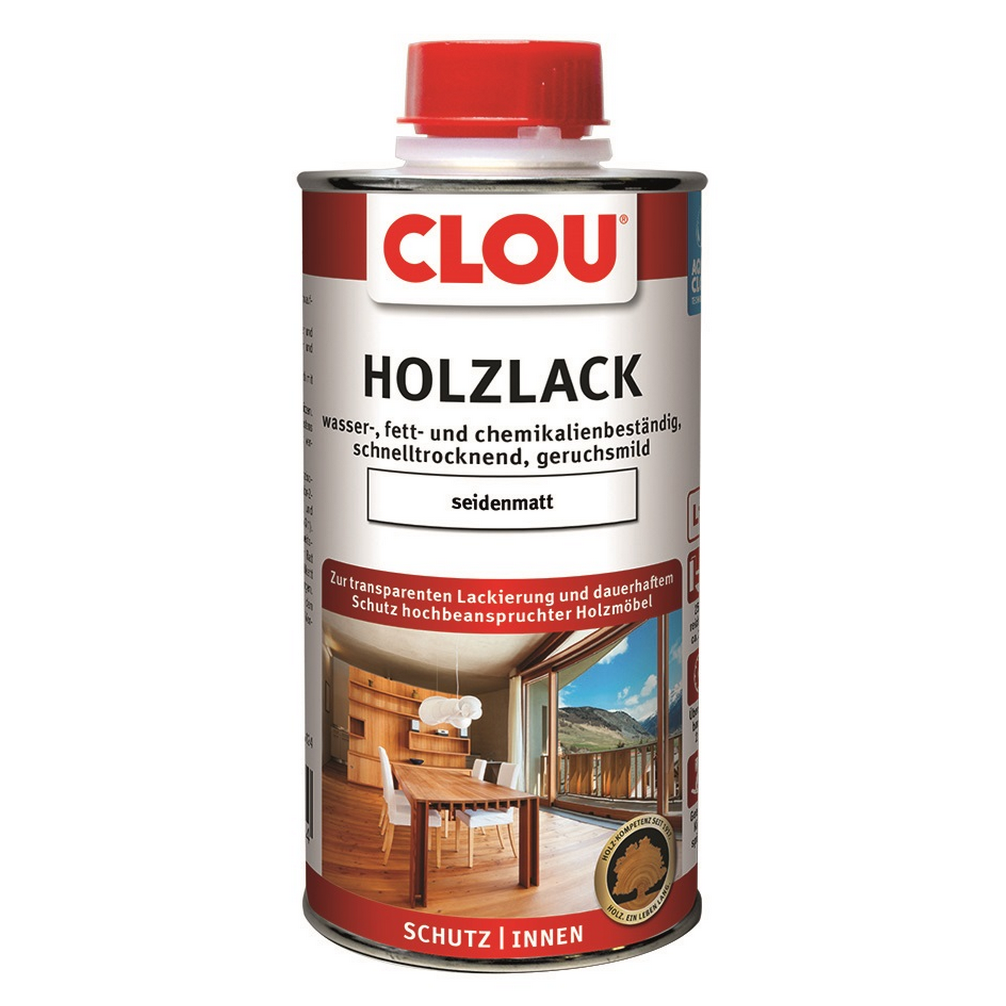 Holzlack transparent seidenmatt 250 ml + product picture