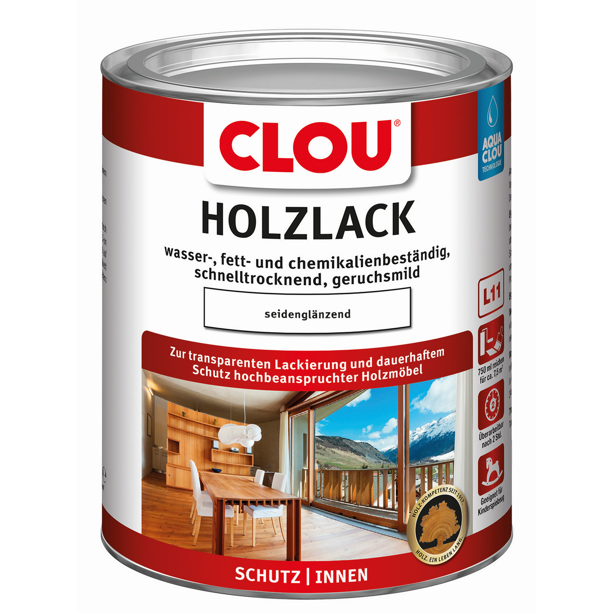 Holzlack transparent seidenglänzend 750 ml + product picture