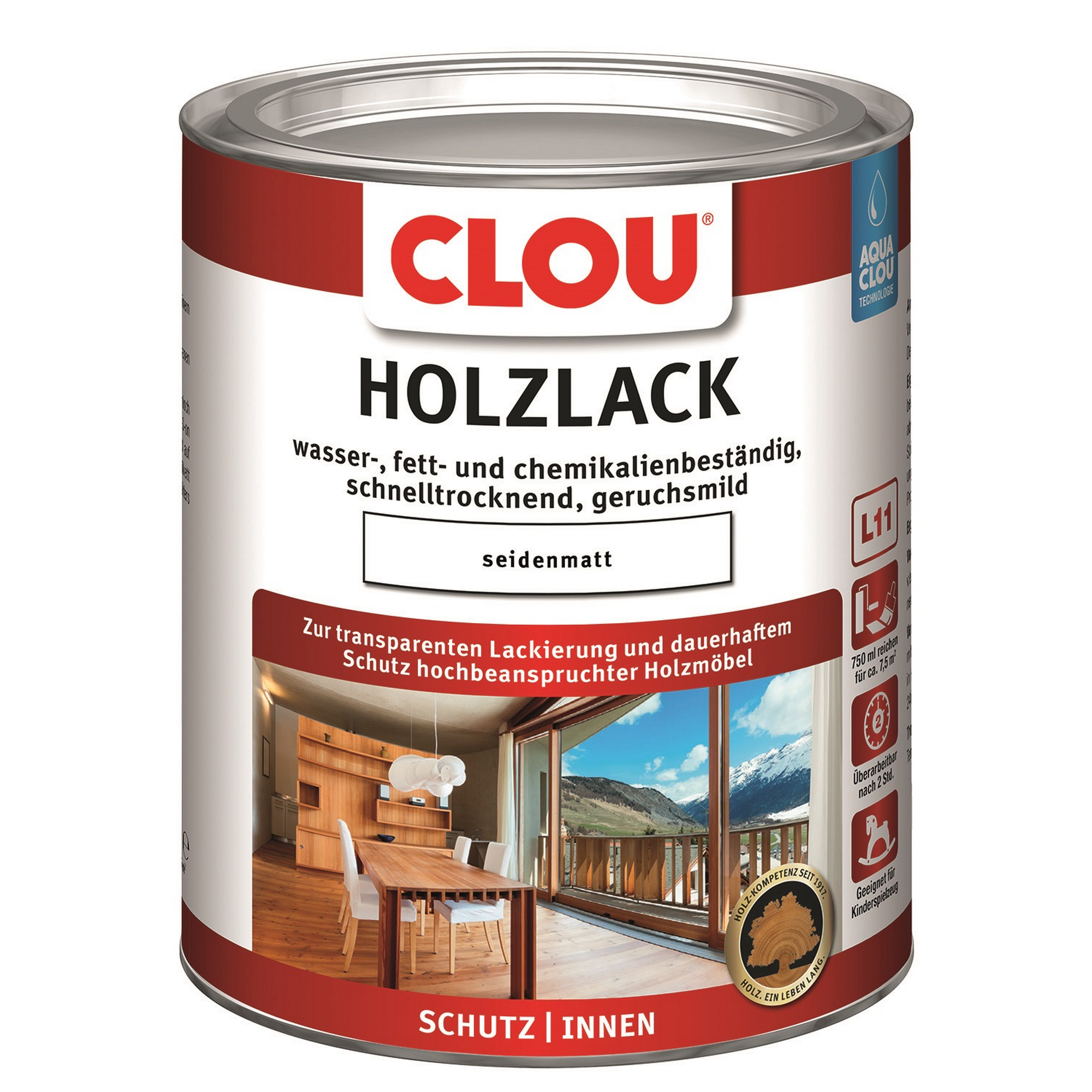 Holzlack transparent seidenmatt 750 ml + product picture