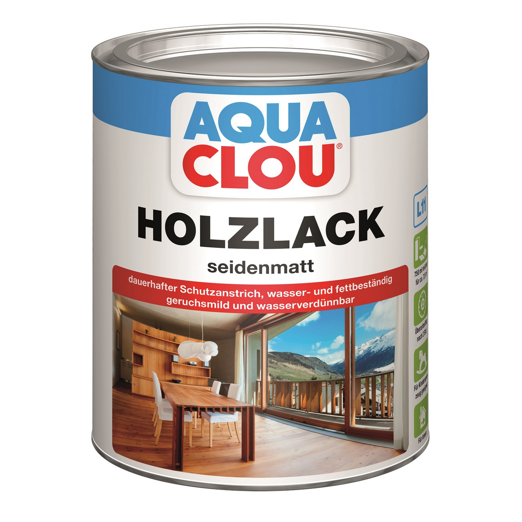 Holzlack transparent seidenmatt 750 ml + product picture