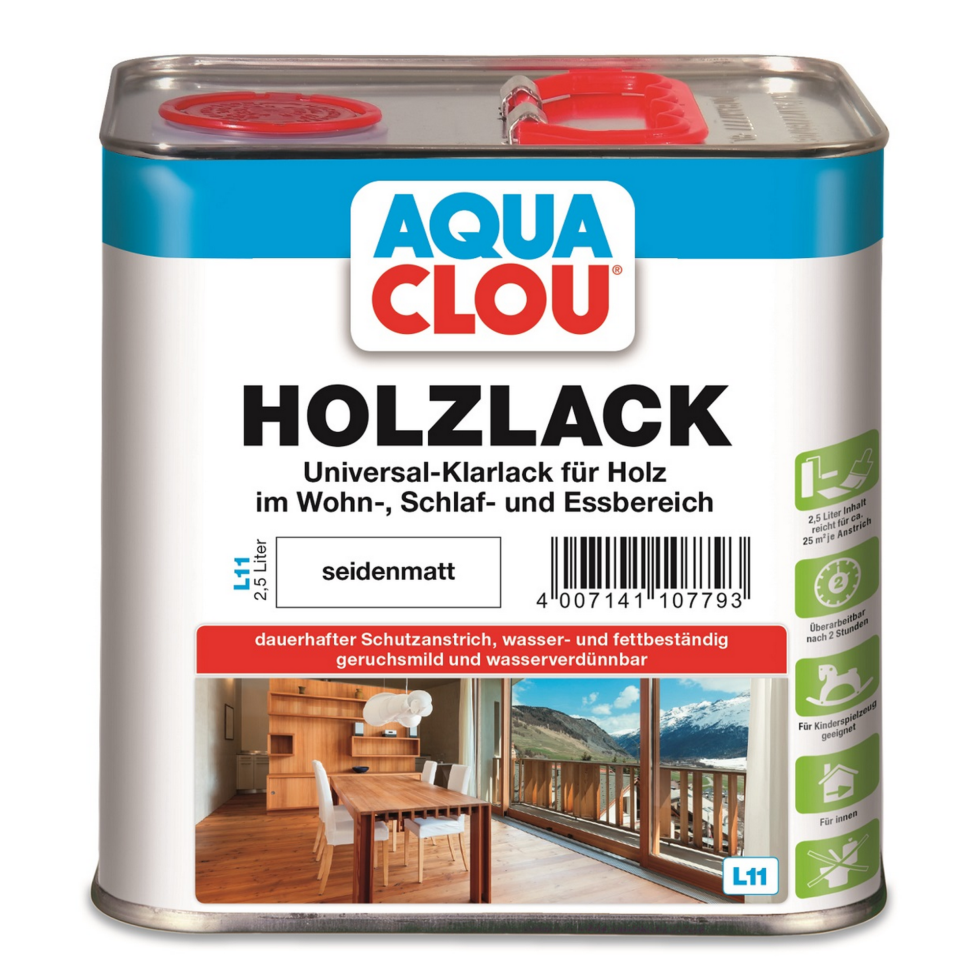 Holzlack transparent seidenmatt 2,5 l + product picture