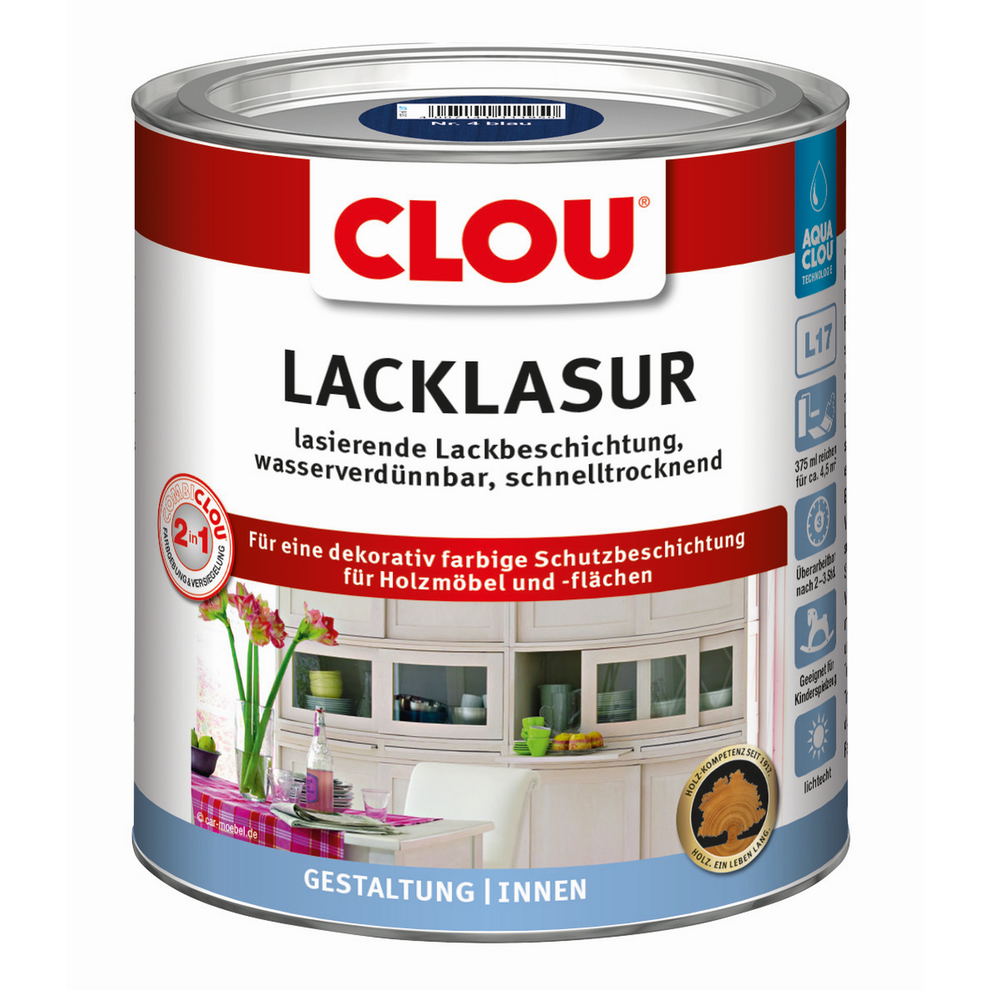 Lacklasur blau seidenmatt 375 ml + product picture