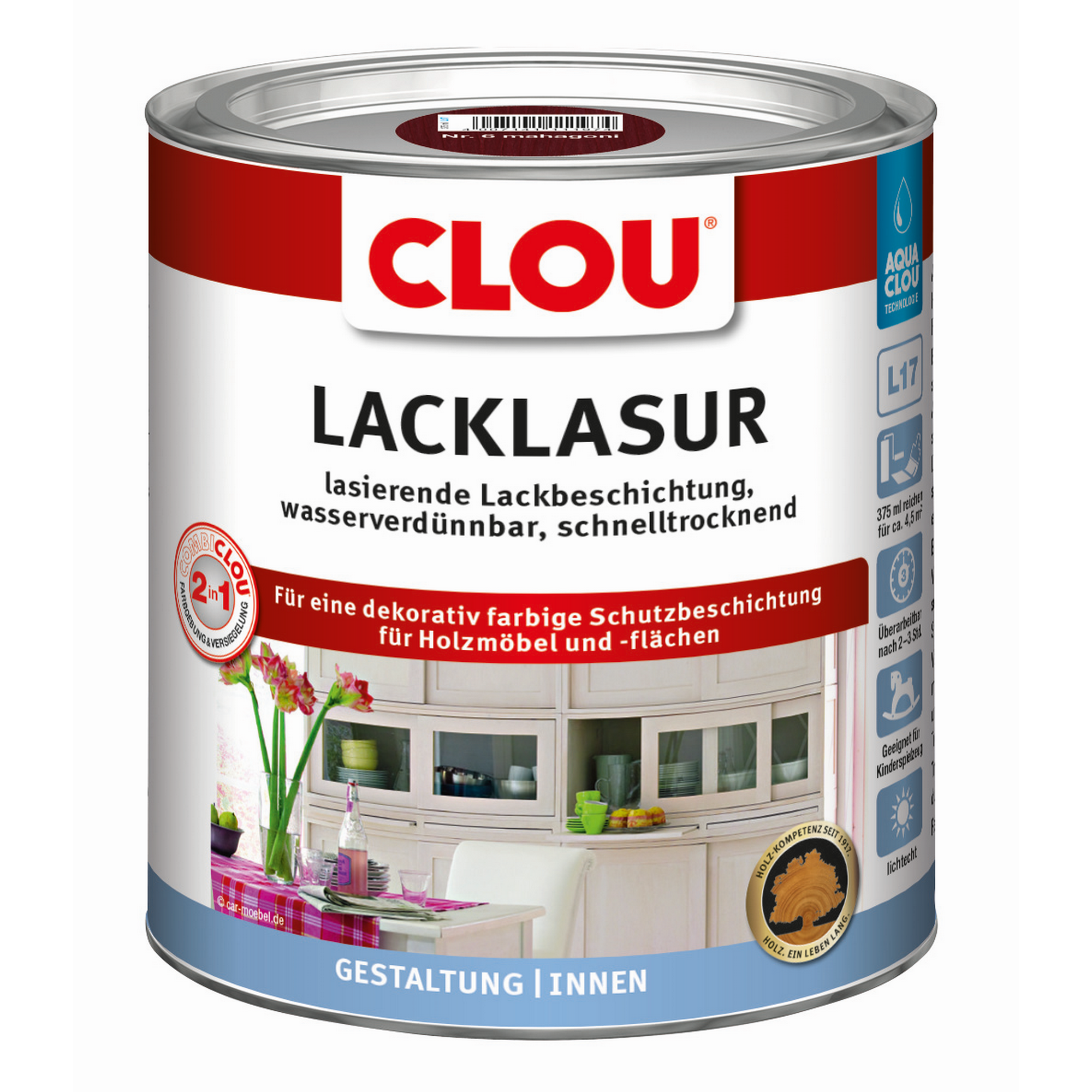 Lacklasur mahagonifarben seidenmatt 375 ml