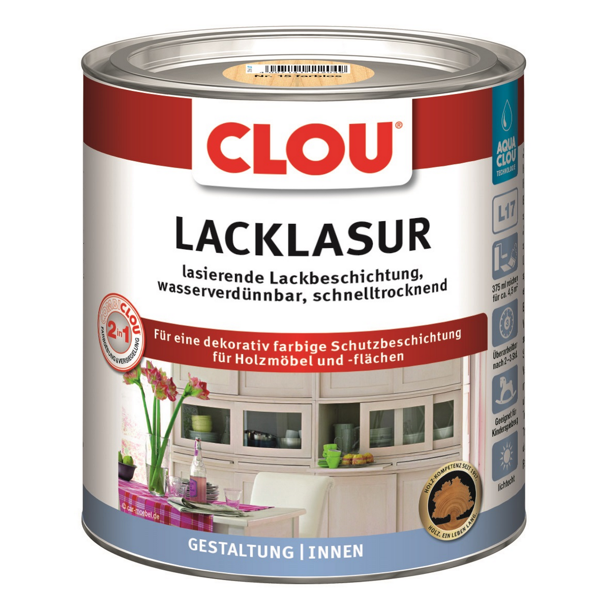 Lacklasur transparent seidenmatt 375 ml + product picture