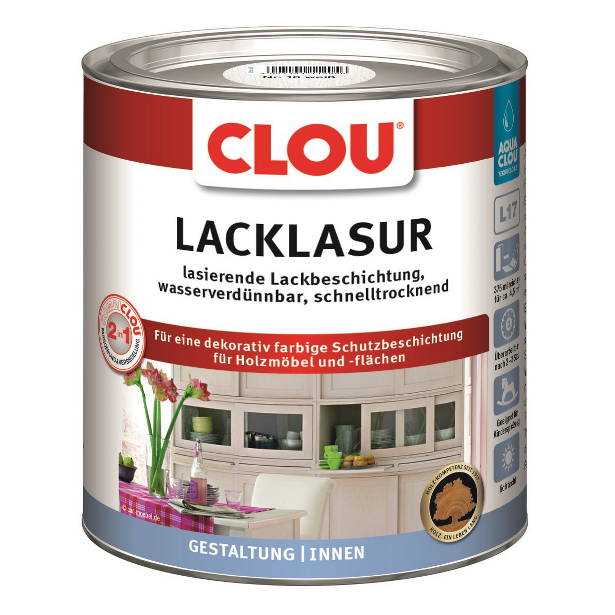 Lacklasur weiß seidenmatt 375 ml + product picture