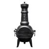 Schwarze Feuerstelle mit Grillrost und Deckel