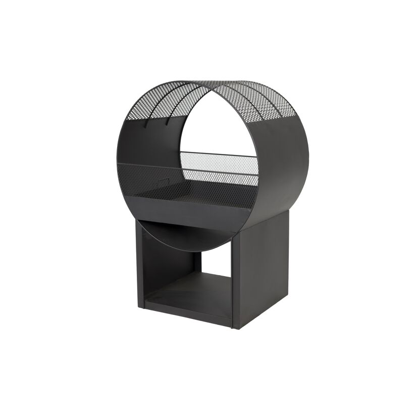 Feuerschale 'Porthole' schwarz 56 x 40 x 80 cm