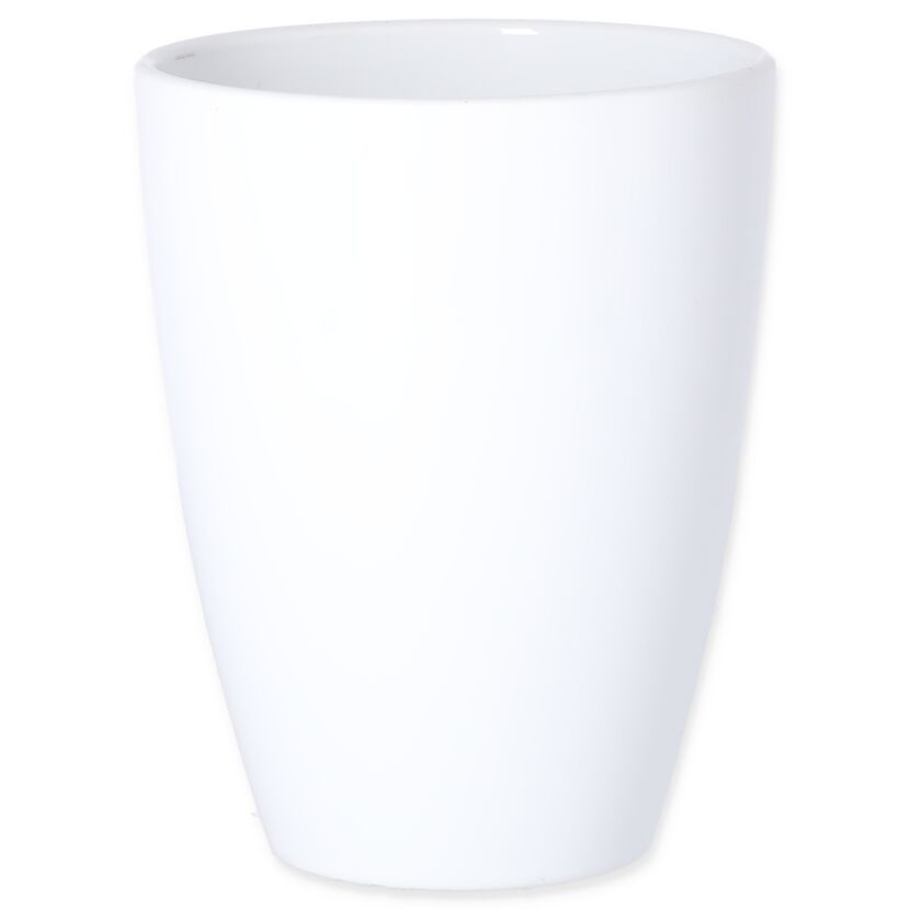 Weißer Übertopf Lea, 18 cm hoch.
