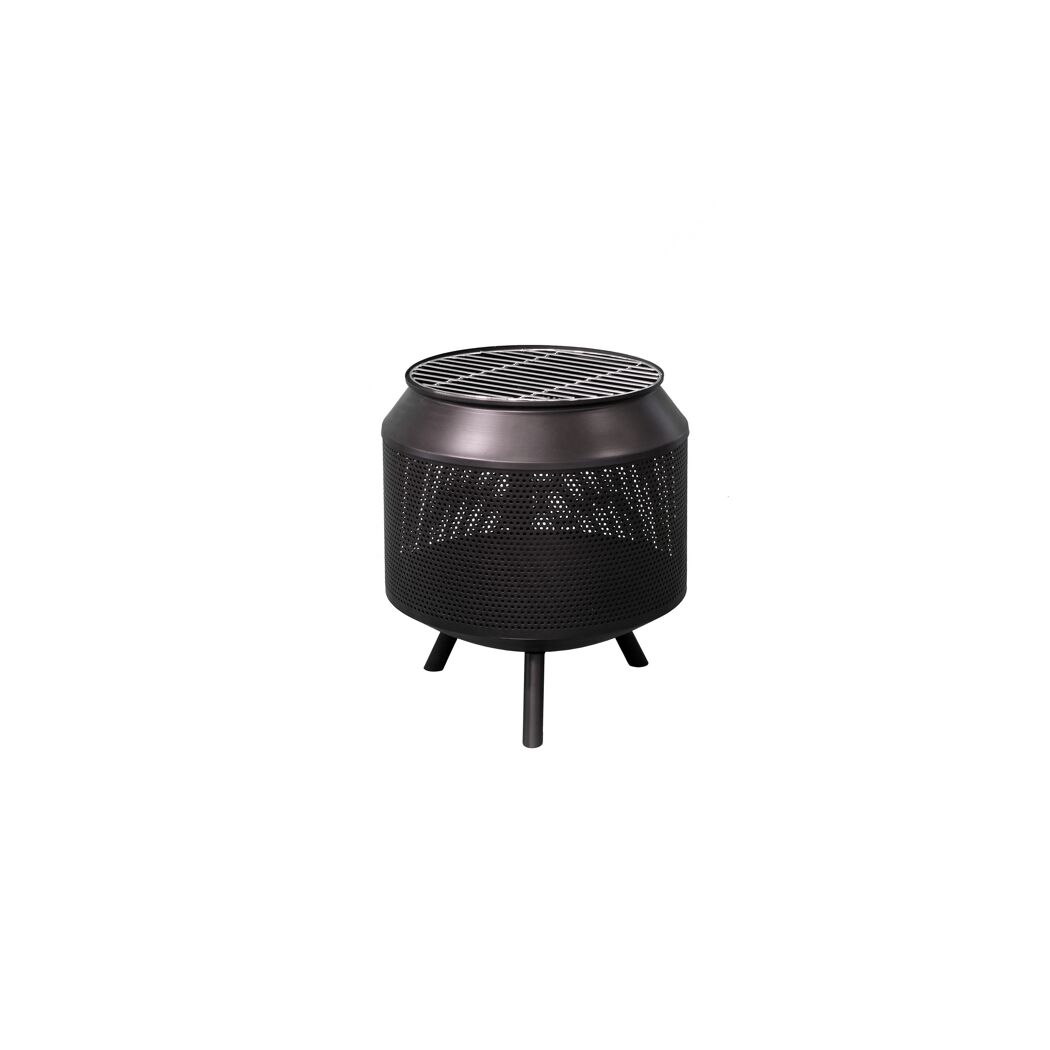Schwarzer Feuerkorb Cyclone mit Grillrost
