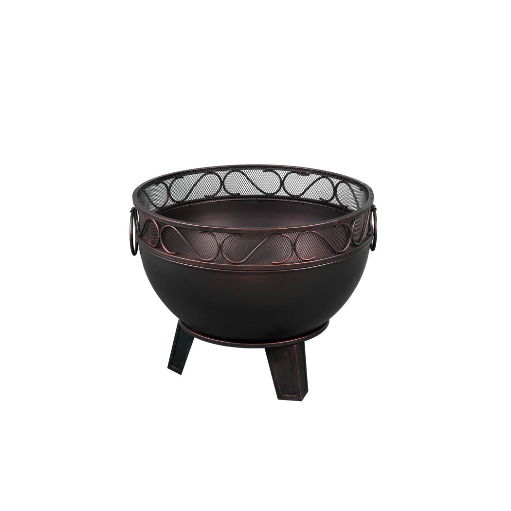 Bronzene Feuerschale mit drei Beinen und Drahtmuster