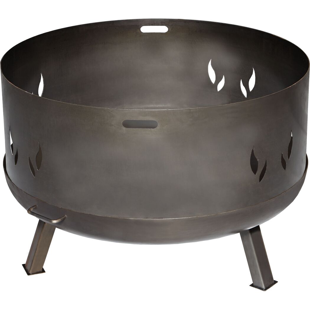 Metallene Feuerschale mit ausgestanzten Flammen