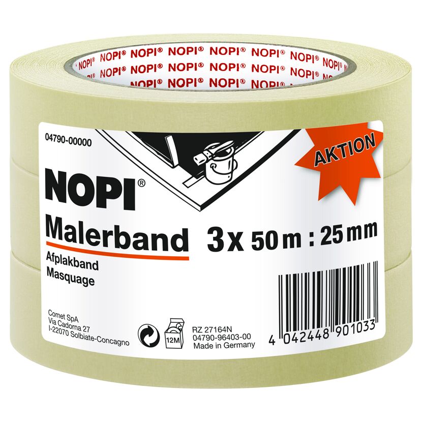 Malerkrepp 3er-Pack 50 m braun
