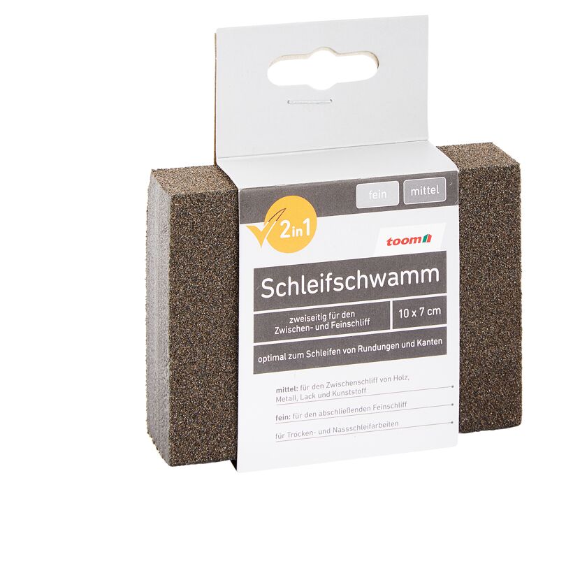 Schleifschwamm, mittel/fein, 10 x 7 cm, toom