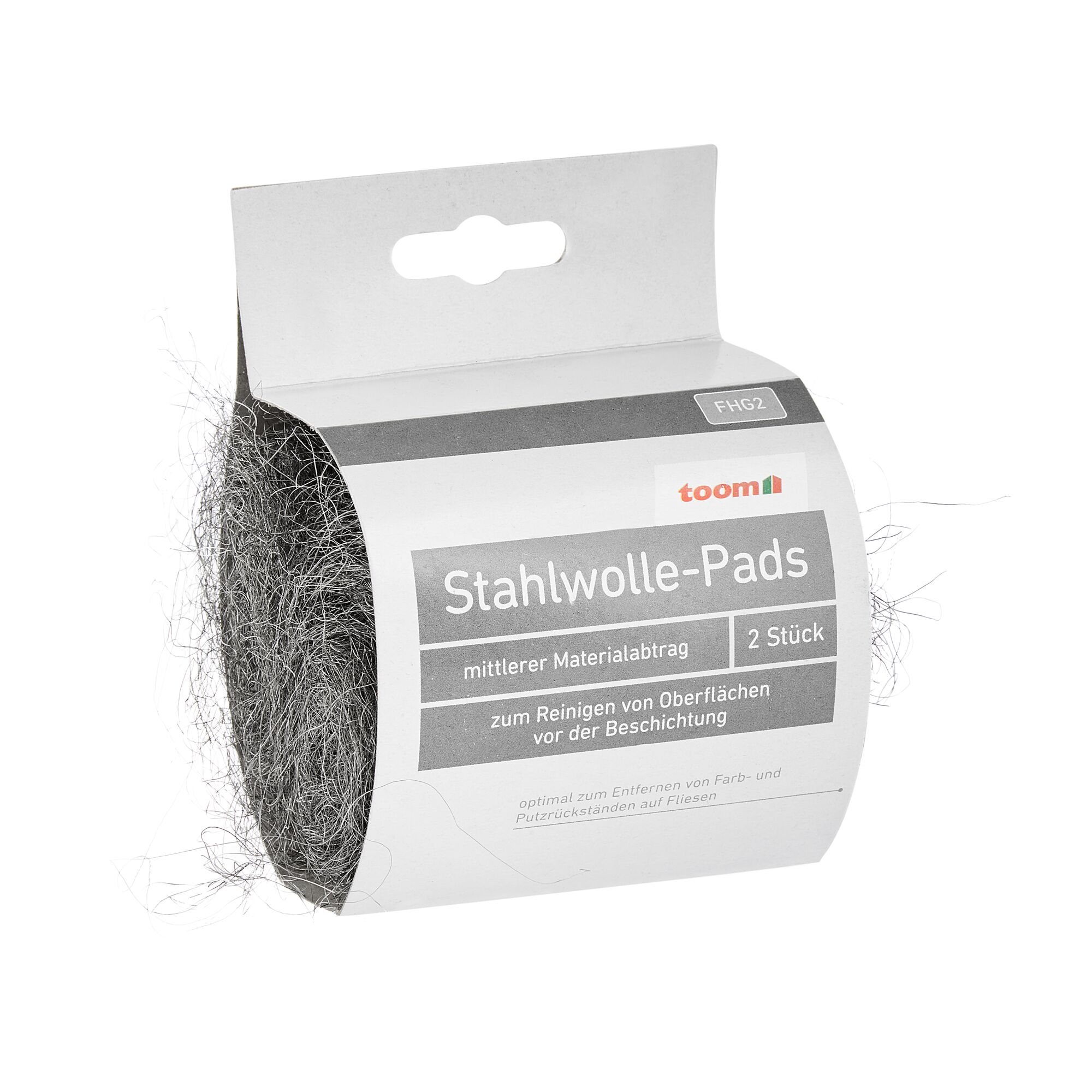 Zwei Stahlwolle-Pads in Verpackung
