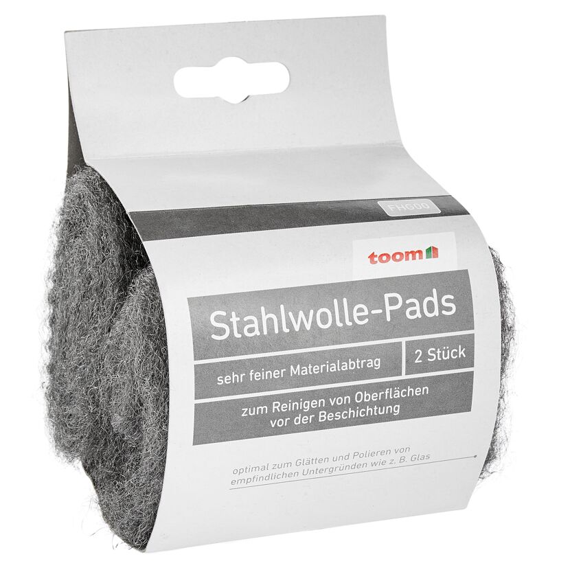Stahlwolle-Pads 2 Stück Feinheitsgrad 00 für Glas