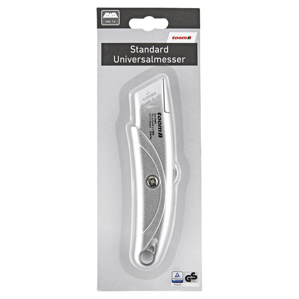 Silbernes Universalmesser von toom in Verpackung