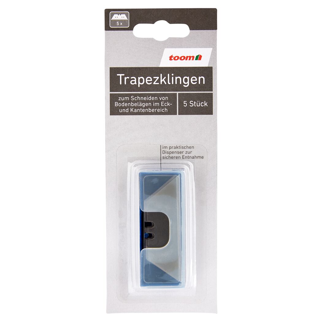 Fünf Trapezklingen im Plastikspender