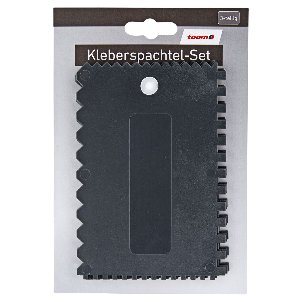 Drei Kleberspachtel, grob, mittel, fein