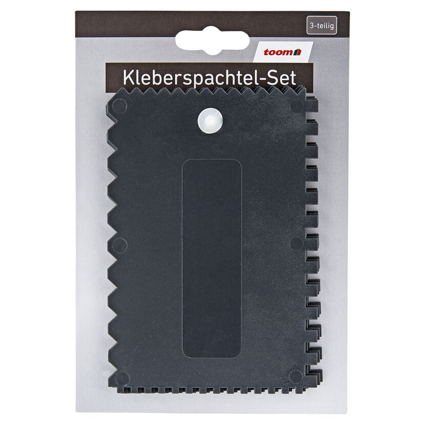Drei Kleberspachtel, grob, mittel, fein