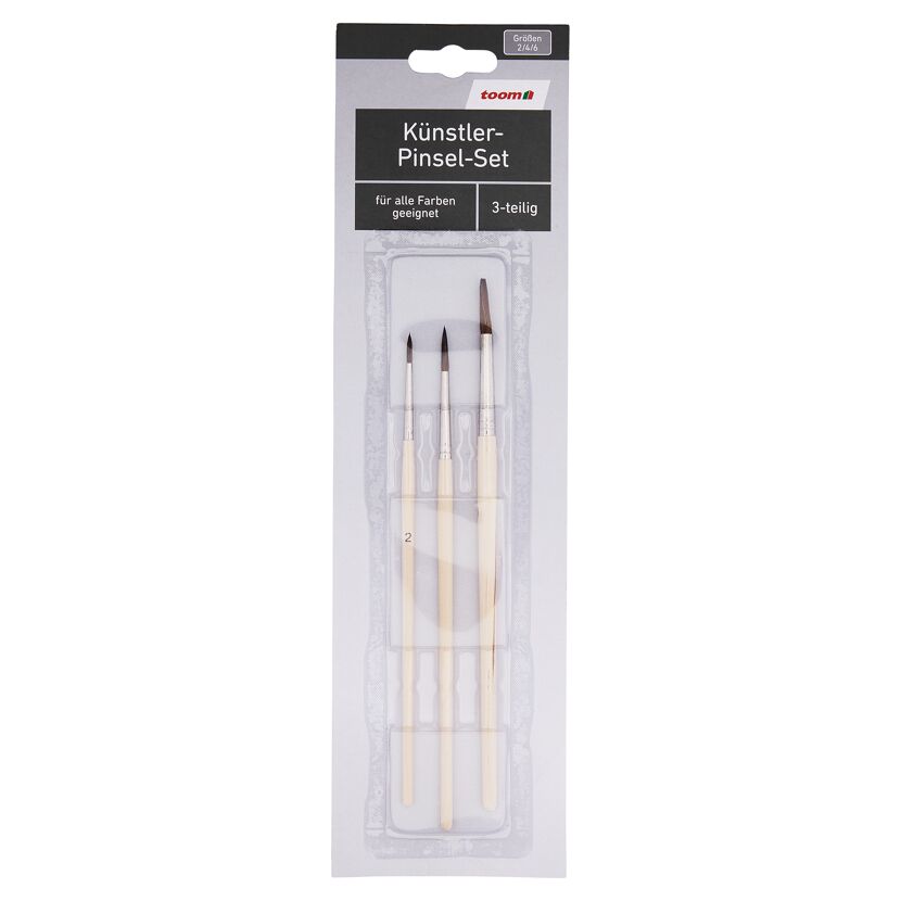 toom Künstler-Pinsel-Set 3-teilig