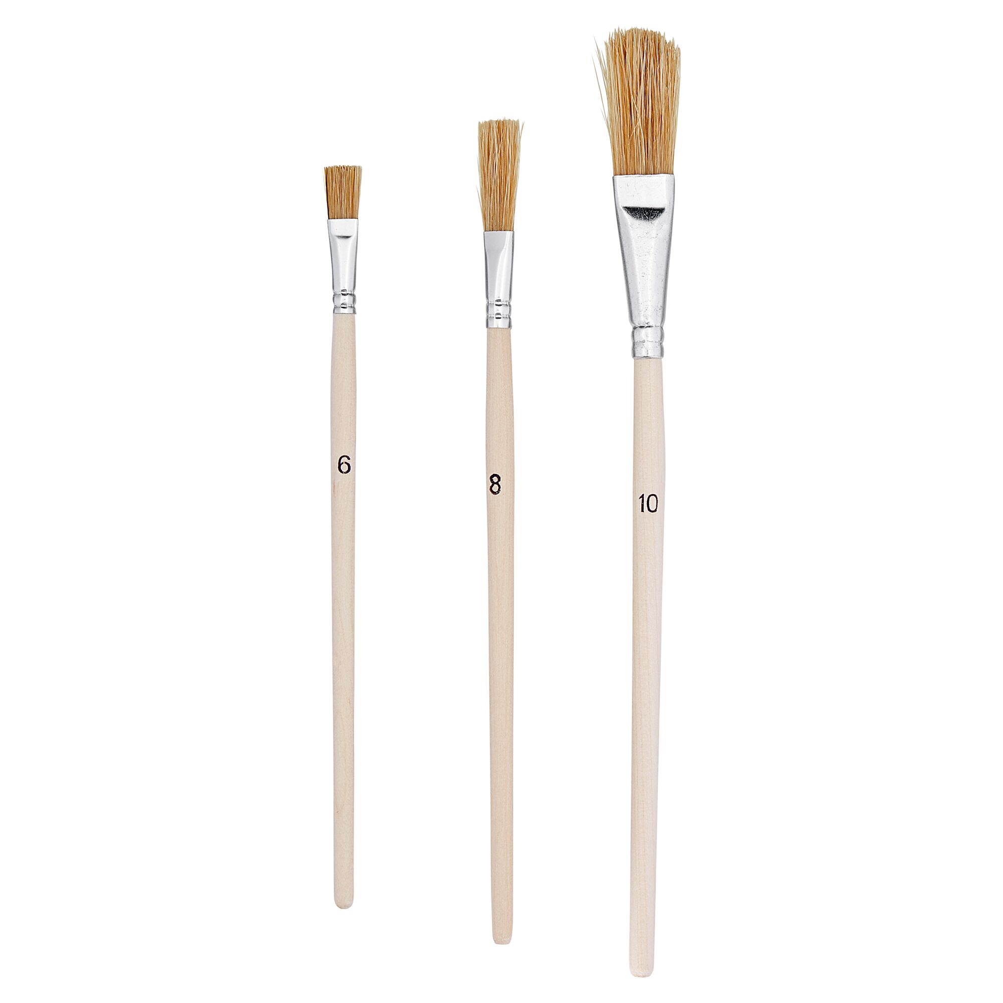 Drei Strichzieherpinsel in den Größen 6, 8 und 10