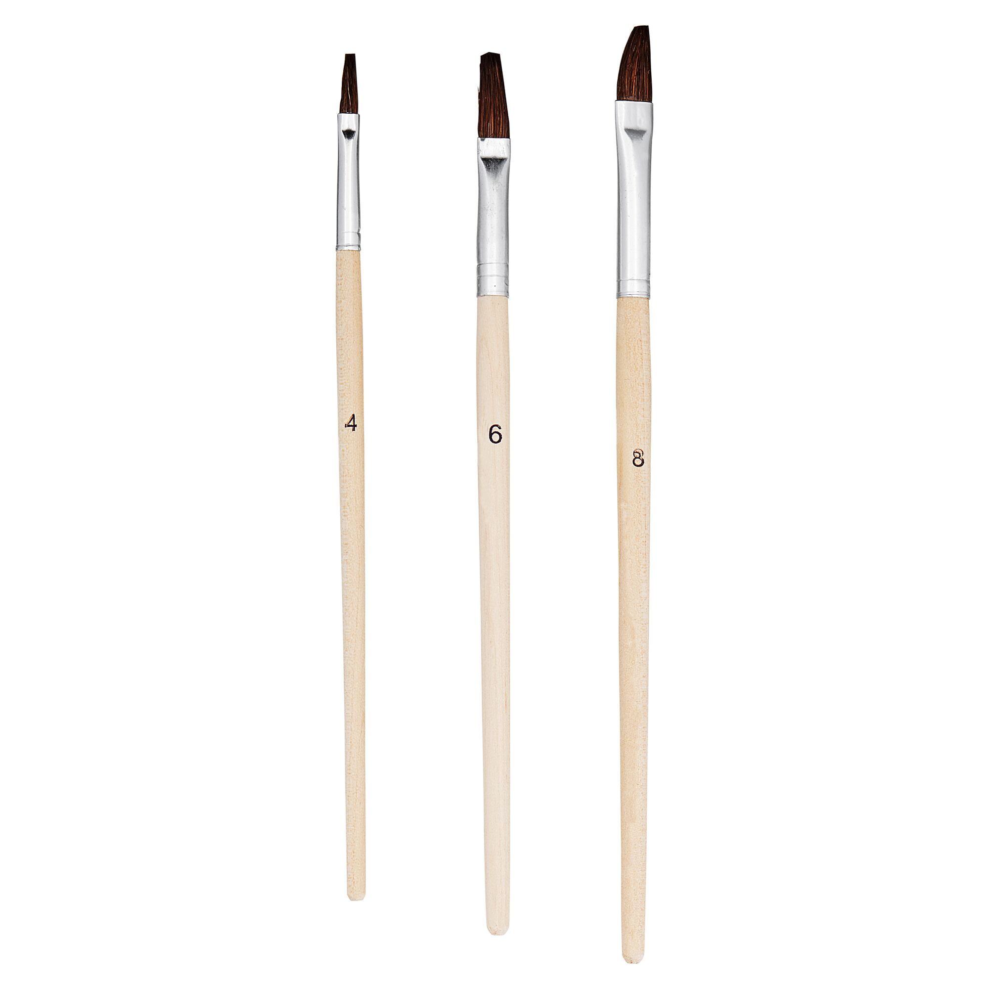 Drei Ausbesserungspinsel in den Größen 4, 6 und 8