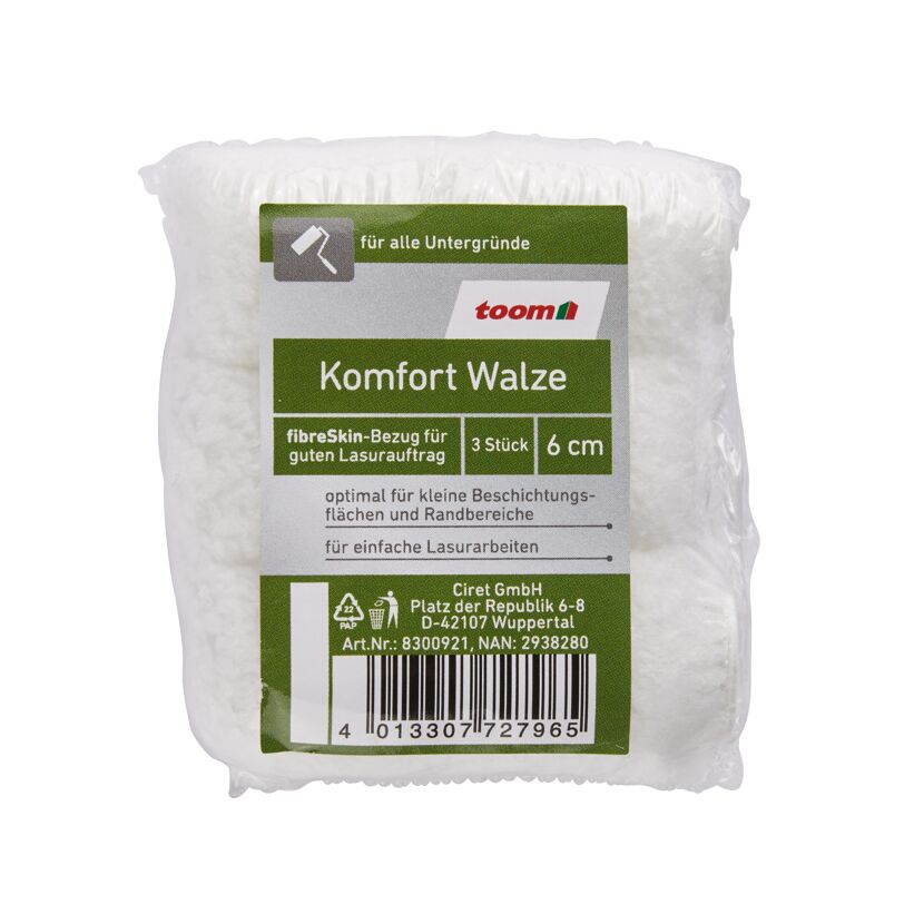 Komfortwalze von toom, 3 Stück, 6 cm breit