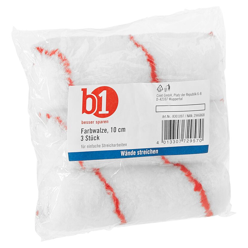 Drei Farbwalzen in Folie verpackt