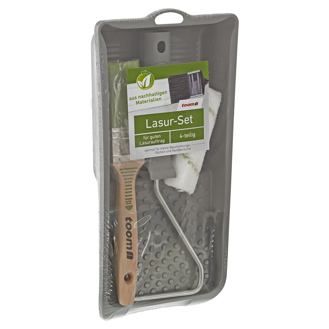 toom Lasur-Set 4-teilig mit Pinsel und Farbrolle