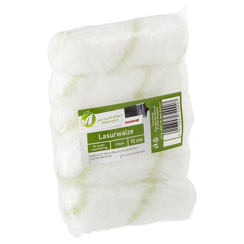 Fünf Lasurwalzen in Plastikverpackung
