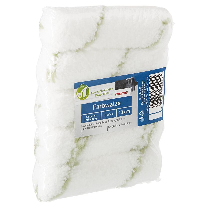 Fünf Farbwalzen in Folie verpackt