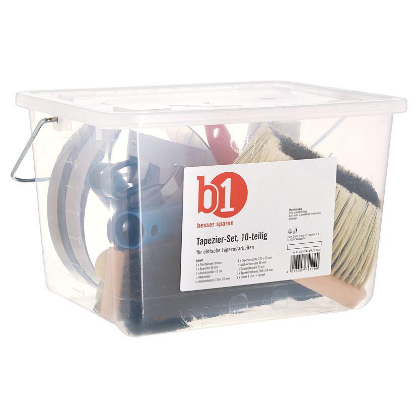 Tapezier-Set, 10-teilig in durchsichtiger Plastikbox